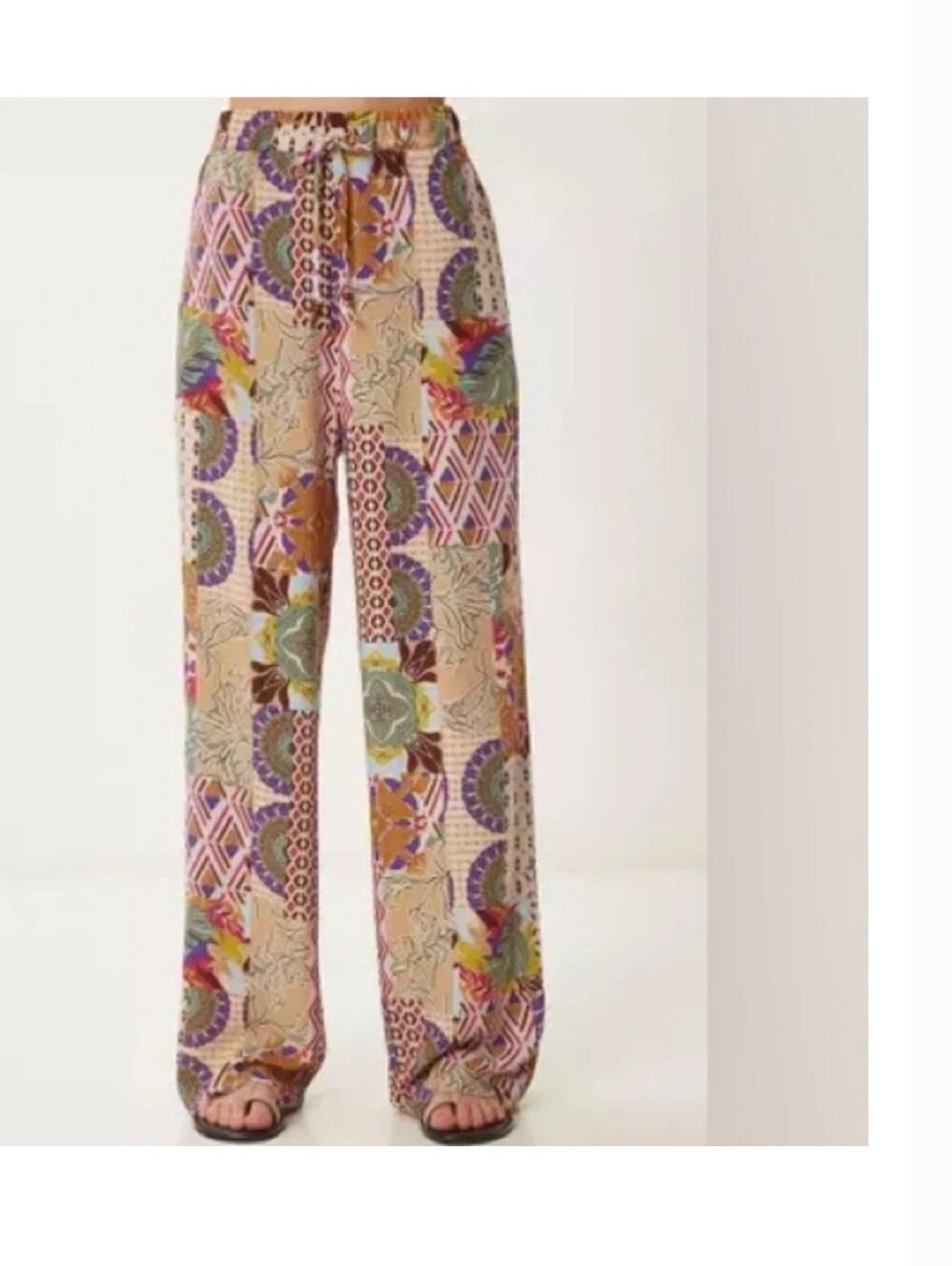 ZARA Print Straight-Leg Floral Patchwork Pants - Multicolor - Picture 2 of 4